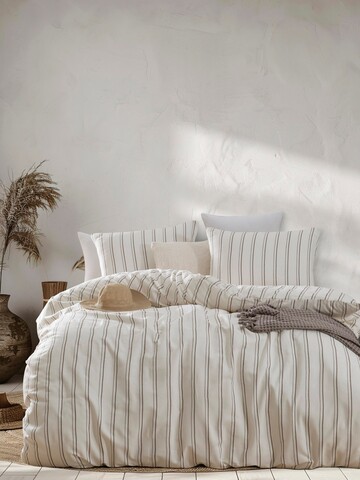 Lenjerie de pat dubla 3 piese, Hamilton - Beige, EnLora Home, 70% bumbac/30% poliester