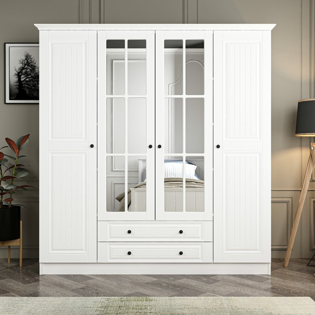 Dulap pentru haine, Minerva, Kale, 180x190x52 cm, PAL, Alb - 1 | YEO
