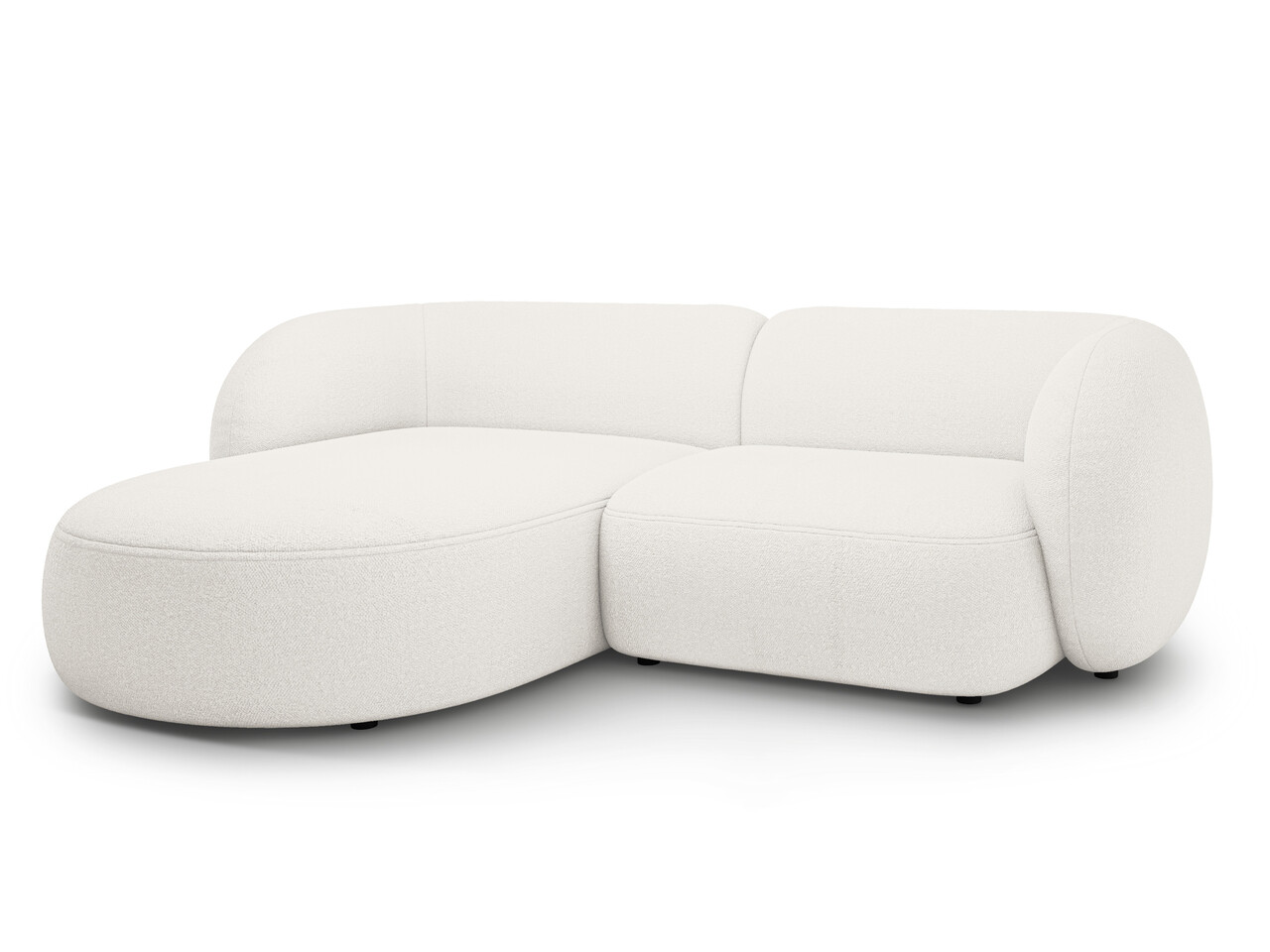 Coltar stanga 2 locuri, Kate, Micadoni, 255x176x76 cm, tesatura boucle, alb - 1 | YEO