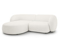 Coltar stanga 2 locuri, Kate, Micadoni, 255x176x76 cm, tesatura boucle, alb