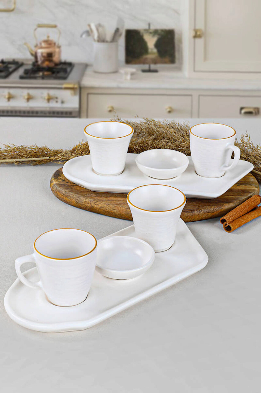 Set cesti de cafea Hermia 275KRM1198 Farfurie: 26 cm (2 bucăți) Alb
