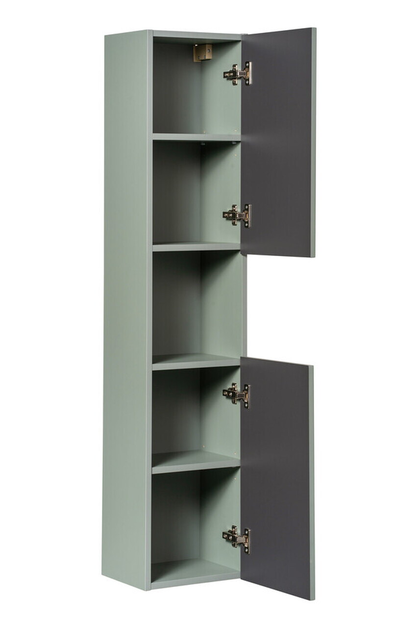Set mobilier baie Line Reed Green 120 cm, dulap inalt si masca dubla cu lavoar, Comad, MDF/PAL, verde - view 2
