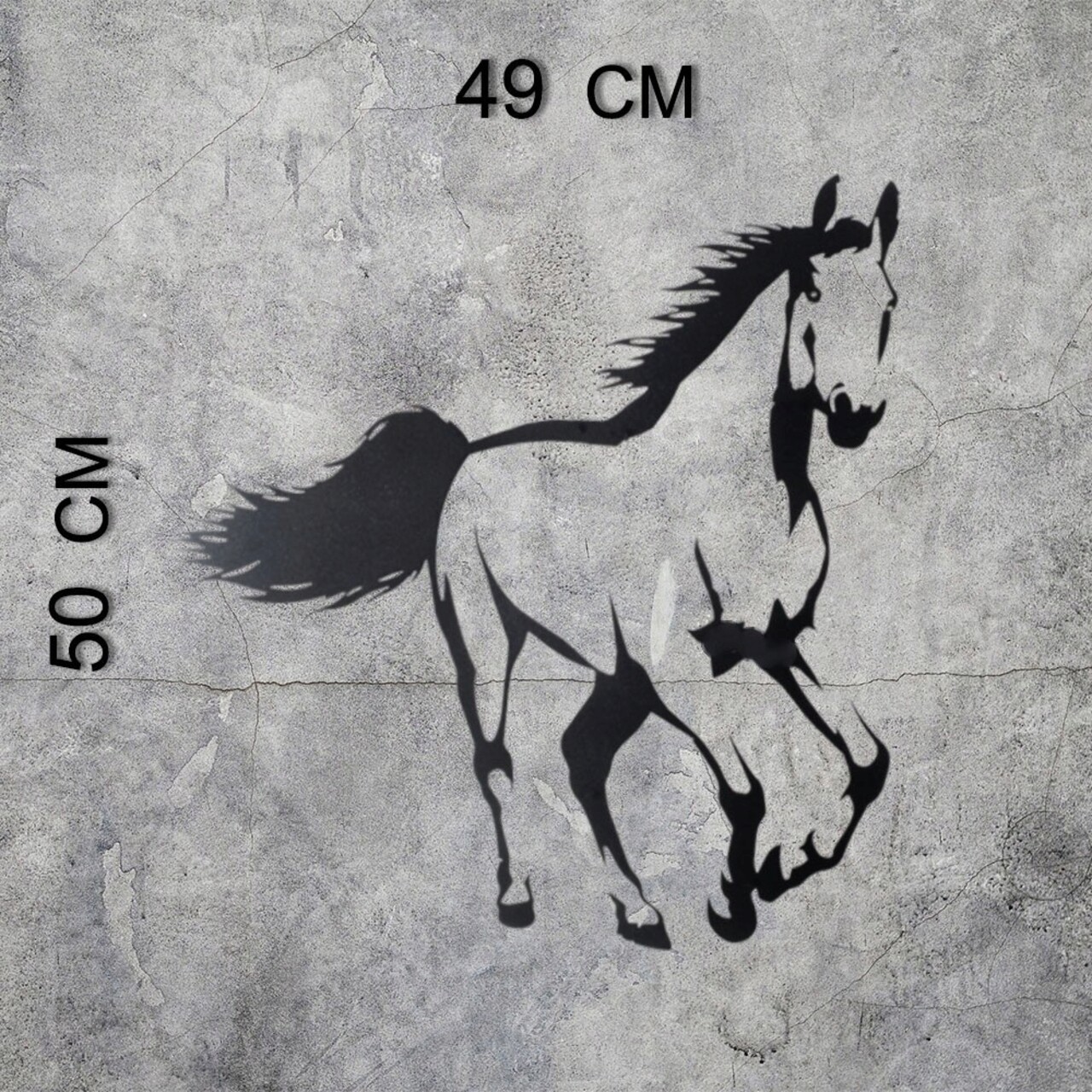 Decoratiune de perete, Horse, Metal, Dimensiune: 49 x 50 cm, Negru - 2 | YEO