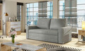 Canapea extensibila 2 locuri, ELTAP, Wave, 150x90x90 cm, lemn/poliester, gri