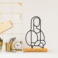 Decoratiune, Mona, 26x8x17 cm, Metal, Lemn/Negru