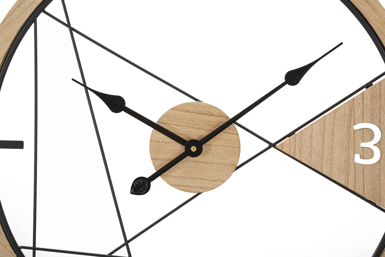 Ceas de perete Geometric Design, Mauro Ferretti, 60 cm, fier/MDF, negru/maro