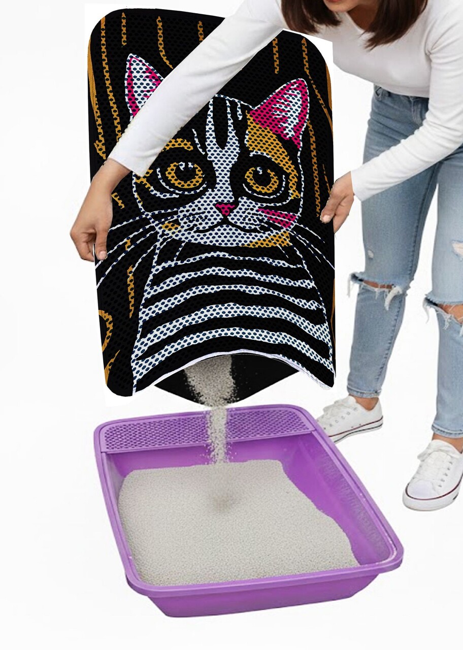 Covoras litiera pentru colectarea granulelor de nisip, Paws &amp; Whiskers, Cat Lıtter Mat 45, Multicolor - view 3