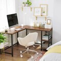 Birou de colt, Vasagle, 138 x 138 x 76 cm, PAL/fier, maro rustic