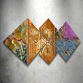 Set 4 tablouri decorative, 4MDF598600628, MDF, Imprimat UV, Multicolor
