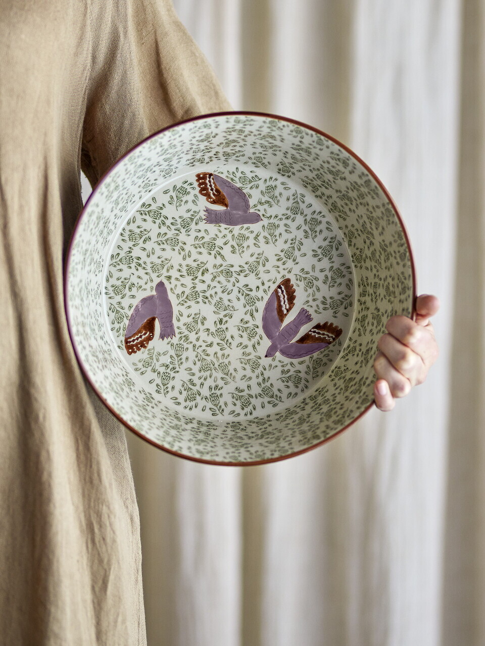 Bol salata, Bloomingville, Hezha, 28x9 cm, 3.35 L, ceramica, verde - imagine 5