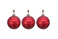 Set 3 globuri Checkered, Decoris, Ø8 cm, sticla, rosu