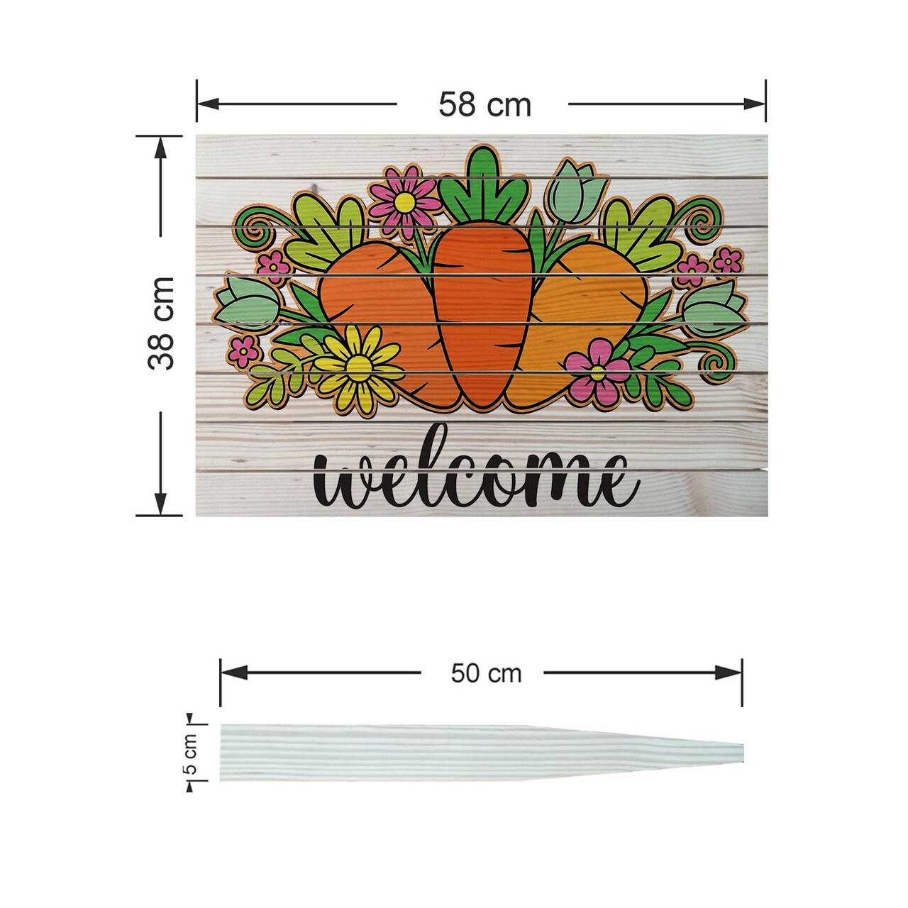 Semn de curte, Carrots &amp; Blooms, 58x38 cm, Multicolor - imagine 4