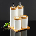 Set oliviera 5 piese Natural Square, Ambition, portelan/bambus, alb