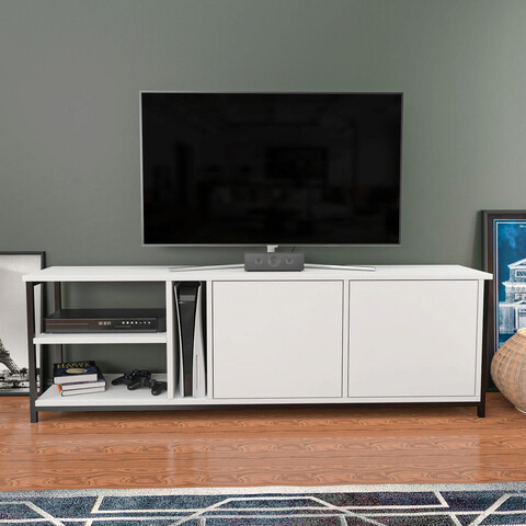 Comoda tv, retricy, primrose, 160x35.3x50.8 cm, pal, alb negru
