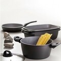Oala cu capac Granite, Ambition, 24 cm, 4.5 L, aluminiu, negru