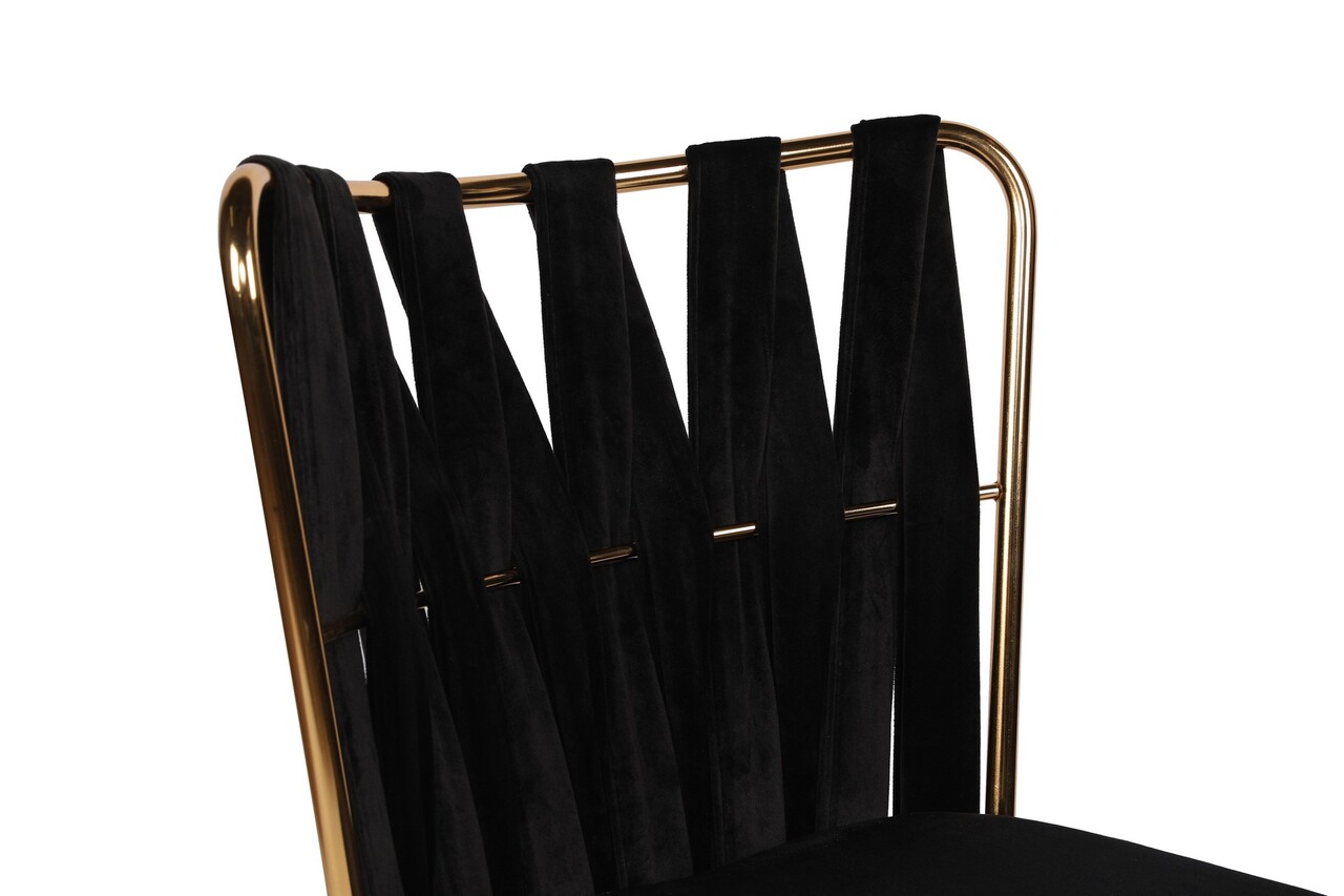 Set scaune 4 piese, Nmobb, Kuşaklı-211 V4, Metal, Negru