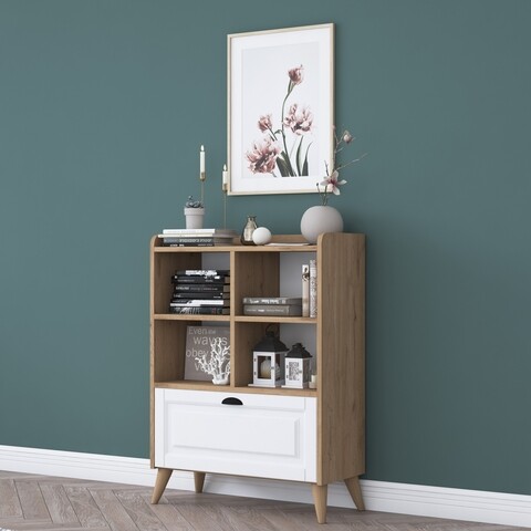 Consola, Wren, HC101, 80 x 120 x 35 cm, pal melaminat, nuc/alb Comode