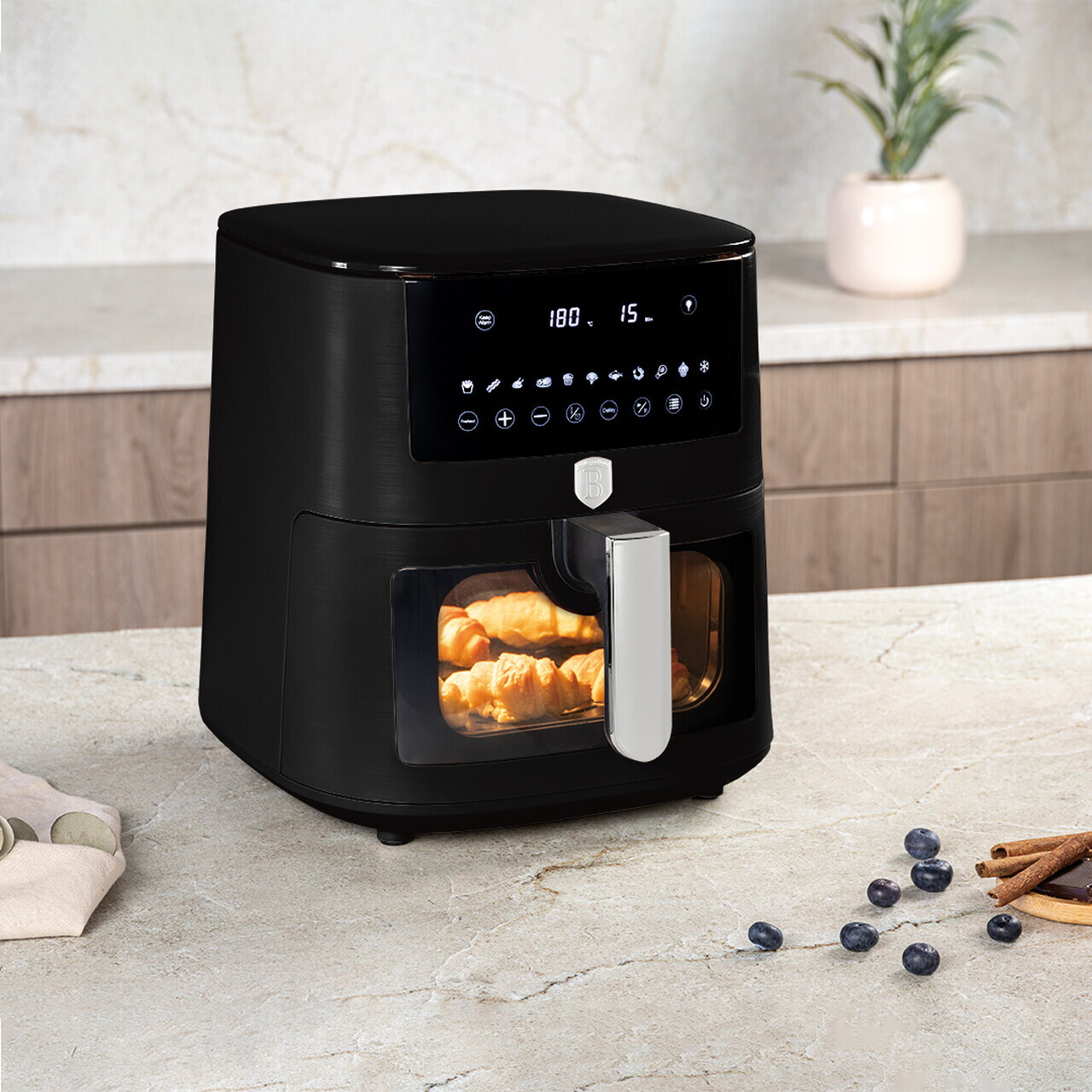 Friteuza cu aer cald si fereastra Berlinger Haus, Matte Black, 38.8x30x32.4 cm, 8 L, 1650W, negru mat - imagine 2