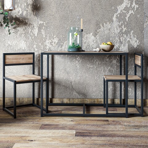 Set masa si 2 scaune Bahar, Kalune Design, natural/negru Bahar