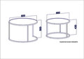 Set masute 2 piese, Hadley, Tambur, Alb