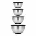 Set 4 boluri pentru amestecat + 4 capace Mixing BergHOFF, Essentials, Ø16-24 cm, inox/baza din cauciuc
