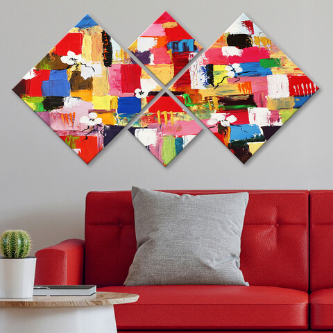 Set 4 tablouri decorative, 4MDF2956111, MDF, Imprimat UV, Multicolor
