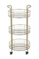 Carucior cu 3 rafturi Glam Rotondo, Mauro Ferretti, 38 x 77.5 cm, fier/sticla, auriu