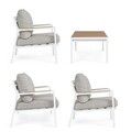 Set mobilier pentru gradina/terasa 4 piese Ernst, Bizzotto, aluminiu/placaj/poliester, alb
