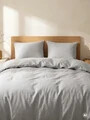 Lenjerie de pat King Size, Maisy, Homla, 200x220 cm, 3 piese, microfibra din poliester, gri deschis