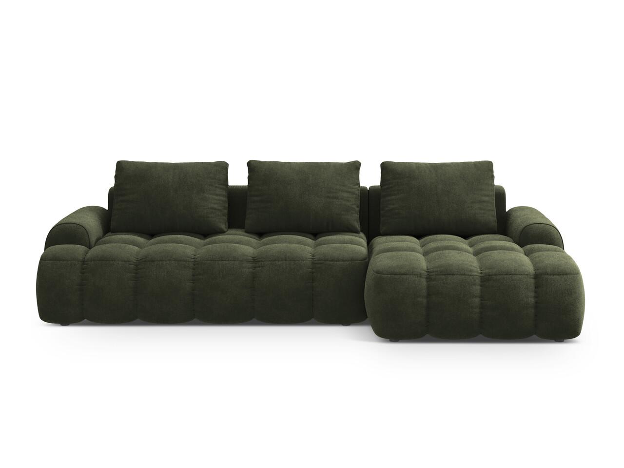 Coltar extensibil dreapta 3 locuri, Linz, Cosmopolitan Design, 275x142x84 cm, catifea, verde