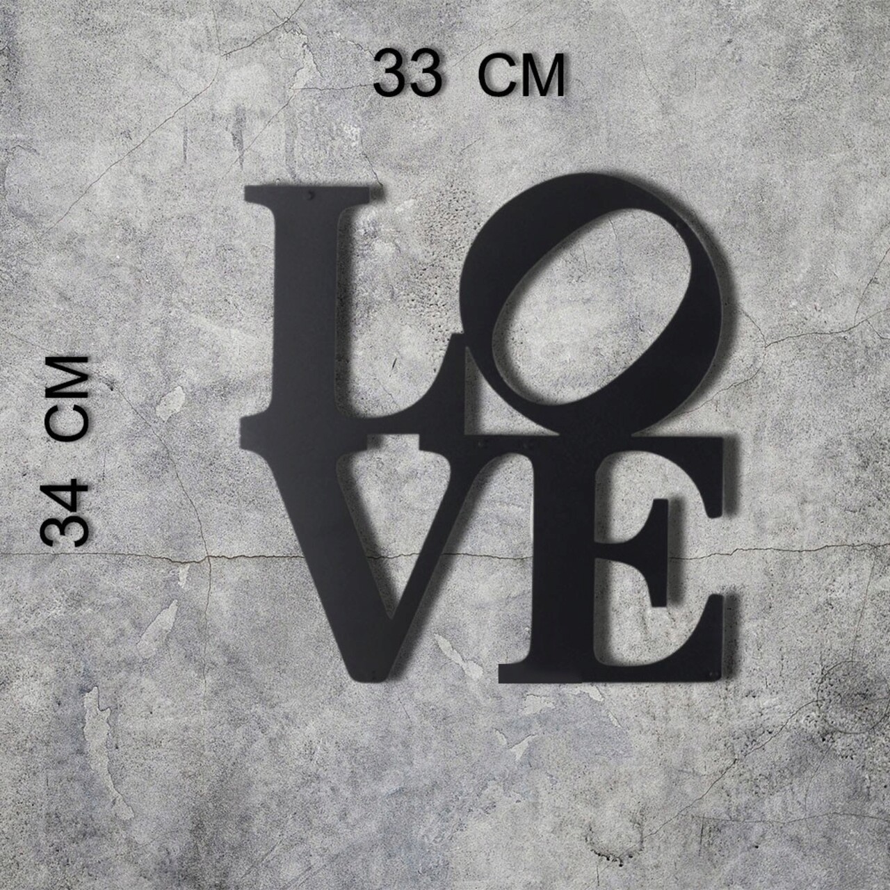 Decoratiune de perete, Love, Metal, Dimensiune: 33 x 34 cm, Negru - 2 | YEO