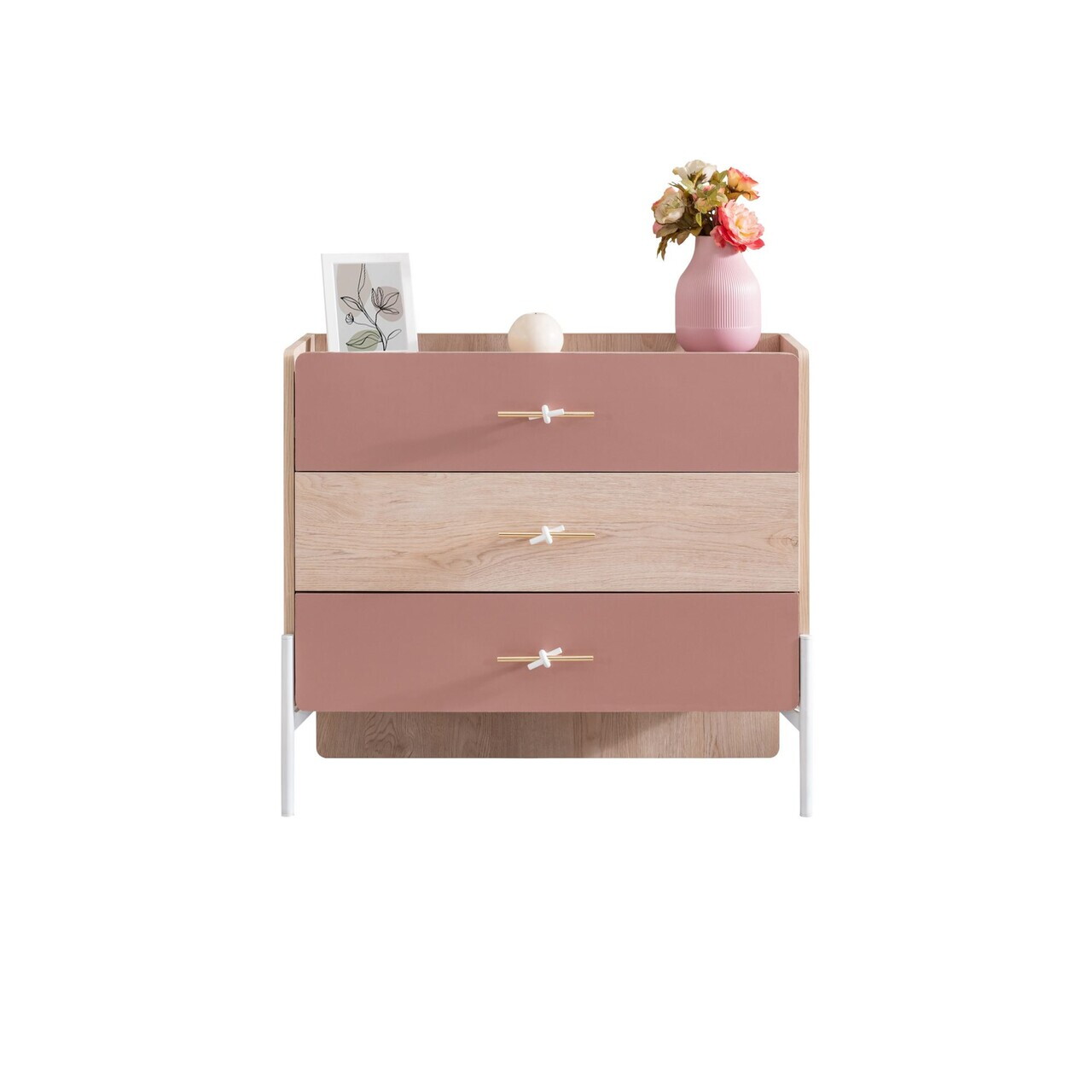 Dulap, Hanah Home, Rosetta, 89x79x42 cm, PAL, Maro / Roz - view 2