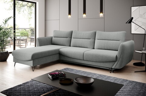 Coltar extensibil stanga 3 locuri ELTAP, LT-04VER, Silva, 276x201x100 cm, lemn/poliester, gri deschis