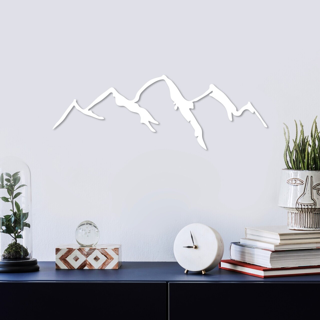 Decoratiune de perete, Mountain, Dimensiuni: 66 x 23 cm, Alb/Negru
