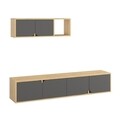 Comoda TV cu raft, Decortie, Spark, pal melaminat, antracit/stejar