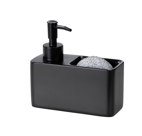 Dozator detergent lichid, Wenko Resa, 14.5 x 6 x 14.3 cm, 150 ml, polirasina/plastic, negru
