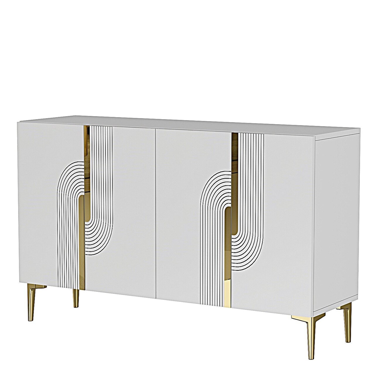 Consola, Hanah Home, Meyra 120, 120x75x32 cm, Alb/Auriu - view 6