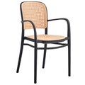 Scaun de gradina Juniper, Pakoworld, 56x52.5x86.5 cm, polipropilena cu protectie UV, negru/bej