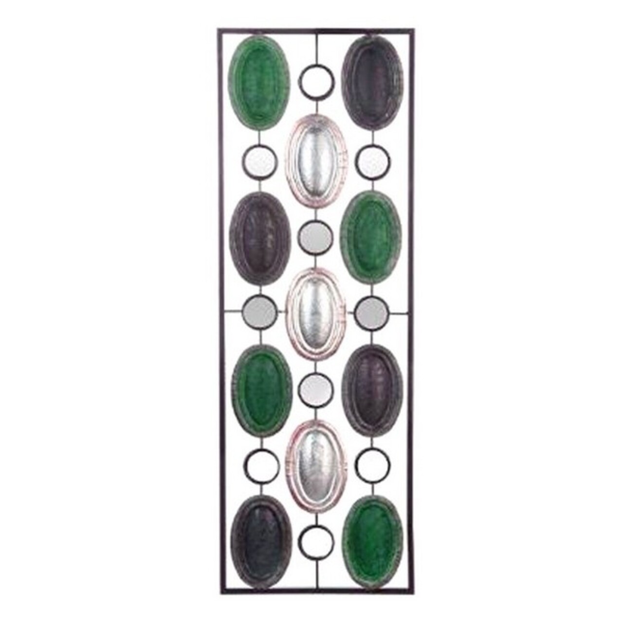 Decoratiune Metalica Ethnic, 31x89 Cm, Metal/sticla, Negru/verde