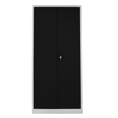 Dulap de depozitare cu incuietoare, Shelvoria, Js1008Sı, 92x198x40 cm, Otel, Gri/Negru