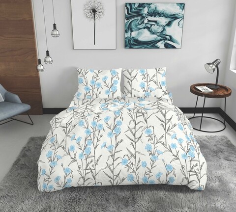 Lenjerie de pat dubla, Linen, Bedora, 4 piese, 200x220, 100% bumbac, multicolor