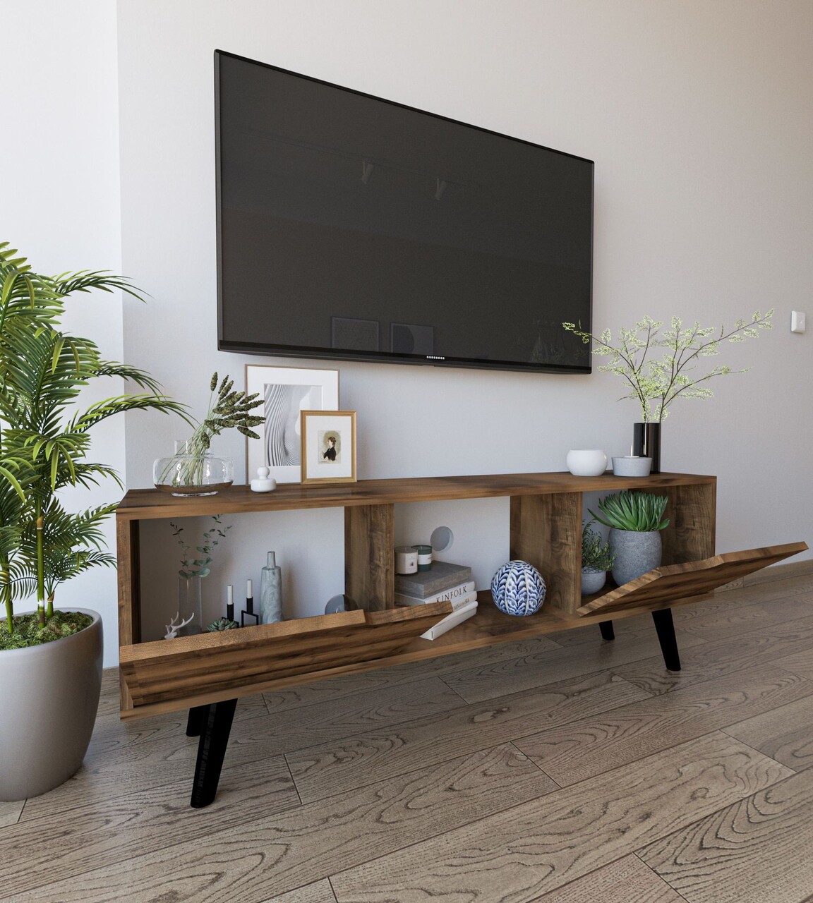 Comoda TV, Hanah Home, Siena, 139.7x53x53 cm, PAL, Maro - imagine 3