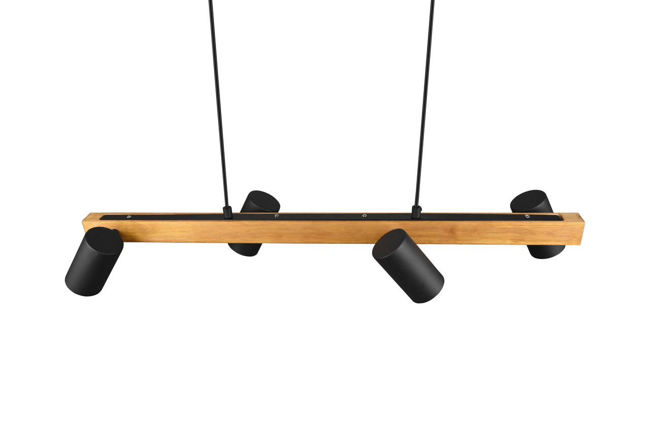 Lustra Marley, TRIO, 80x20x150 cm, 35W, 4x GU10, metal, negru mat/natur