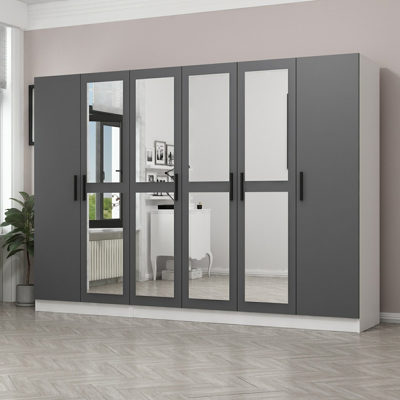 Dulap pentru haine, Minerva, Kale, 270x190x52 cm, PAL, Antracit - 1 | YEO