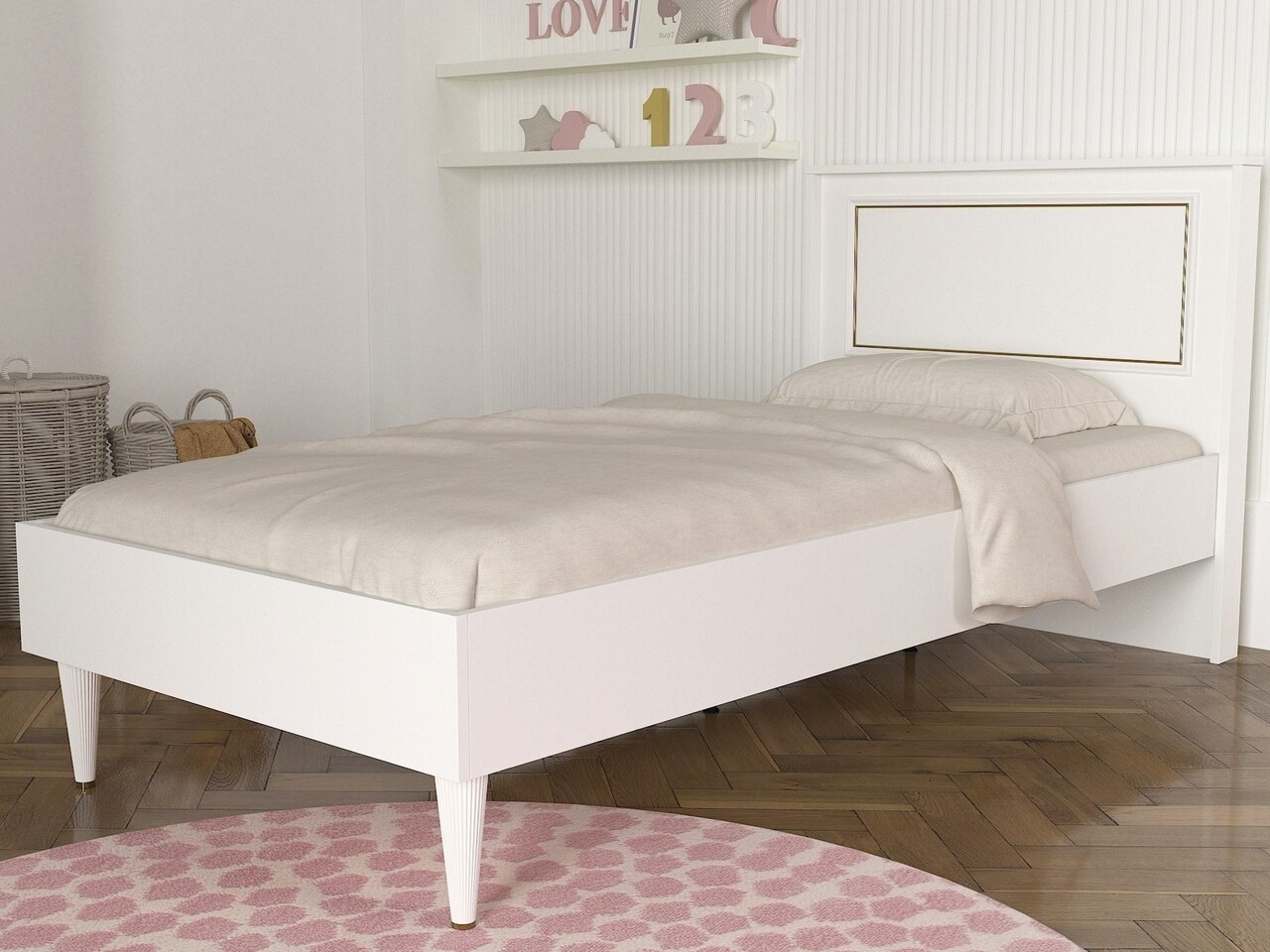 Pat Single Ravenna White, Ametti, 90 X 190 Cm, Alb/auriu