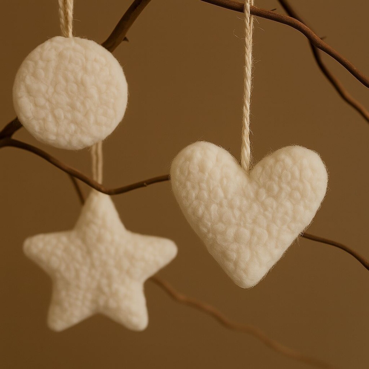 Ornament de Crăciun, 3 Lu Set, 80% POLIESTER/20% IUȚĂ, Alb - imagine 4