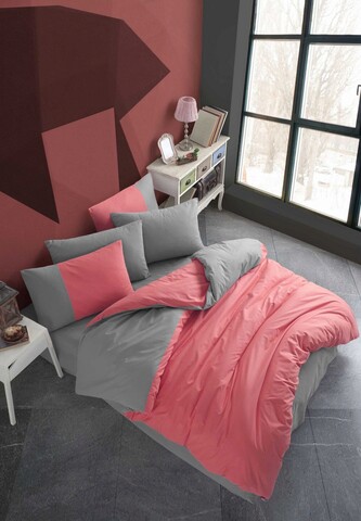 Lenjerie de pat pentru o persoana, diamond - coral, hobby, bumbac poplin