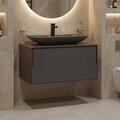 Dulap de baie cu chiuvetă, Hanah Home, Craft 80, Nuc / Antracit