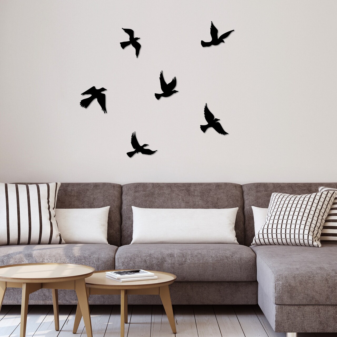 Decoratiune de perete, Flying Birds, Dimensiune: 17 x 17 cm (1 bucată), Negru - view 2
