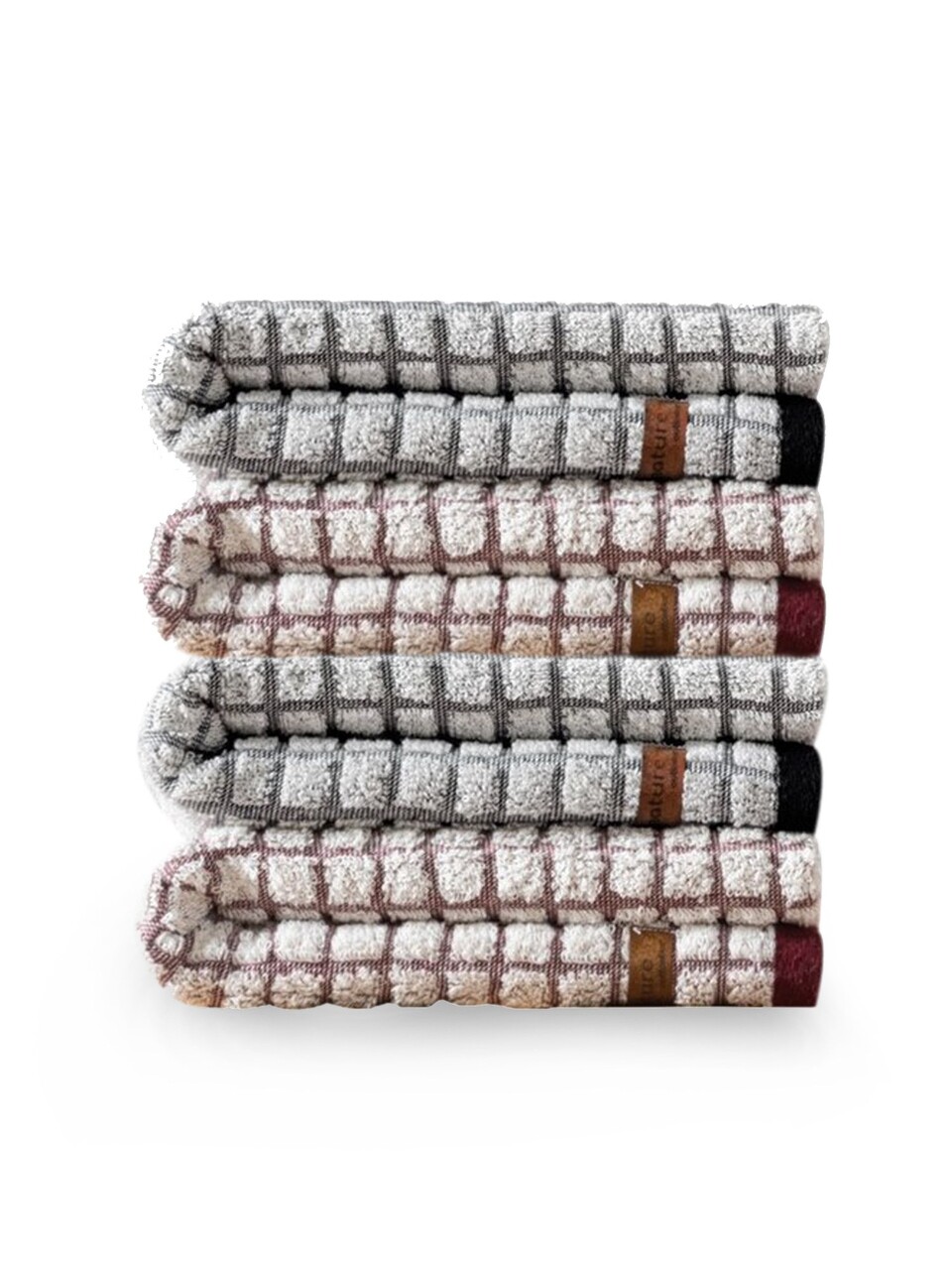 Set prosoape de baie, Cotton Box, Nature, Bumbac/Poliester , Negru / Roșu Claret